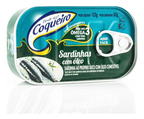 Sardinha Coqueiro 125g Kit Com 54 Latas Óleo Ou Tomate