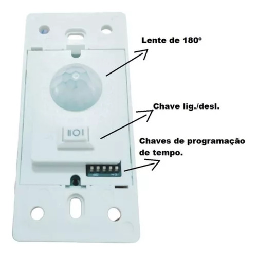 Sensor Presença Infravermelho Embutir 4x2 Qi6 Com Fotocélula