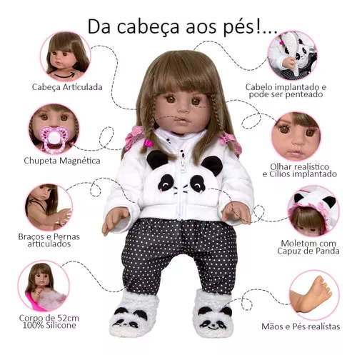 Boneca Bebê Reborn Realista Barata Corpo de Silicone Completa