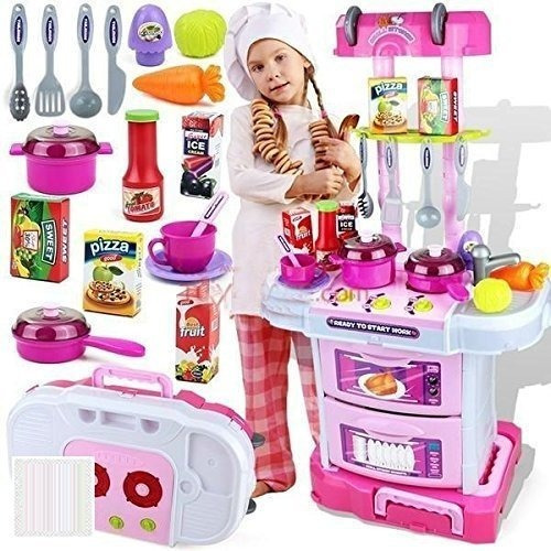 Cocinita Infantil+sonido+luz+43 Accesorio + Valija!!!!