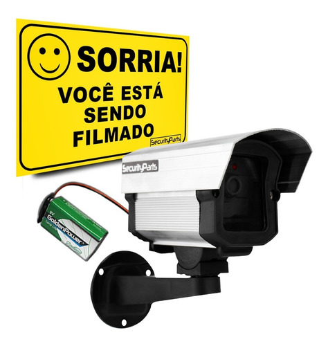 Micro Camera Falsa C/ Led A Pilha Sem Fio Security Parts