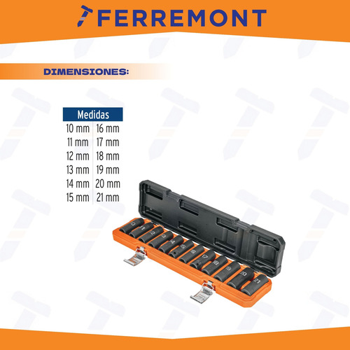 Juego 12 Dados Impacto Cuadro 1/2 Mm 6 Puntas Truper 100946