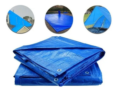 Imagem 1 de 6 de Lona Carreteiro Azul 75 Micras 5x3 Com Ilhós Starfer