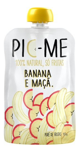 Purê De Frutas Sem Açúcar Sabor Banana E Maçã 100g - Pic Me