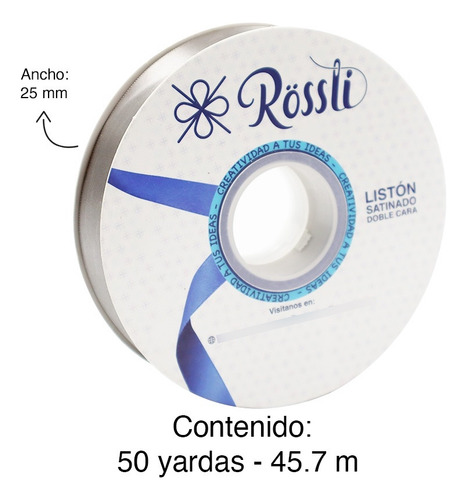 Listón Satinado Doble Cara No. 5 Con 45.7 Metros Gris Oxfort Liston Satinado No.5
