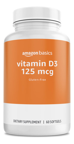 Suplemento Amazon Basics De Vitamina D3 125 Mcg 60 Cápsulas