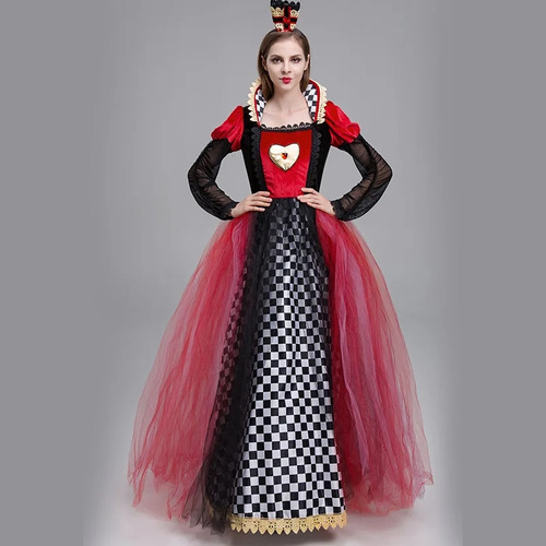 Vestido De Alicia Princesa Maravilla De Queen Hearts, Rojo E