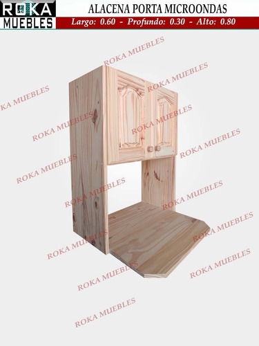 Imagen 4 de 6 de Alacena Porta Microondas De Pino 60 Roka
