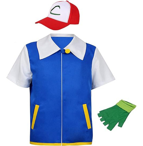 Disfraz Anime Ash Ketchum Para Adultos Y Niños Sudadera Con