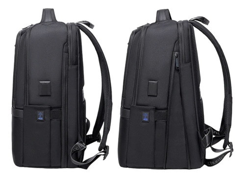 Mochila Casual Notebook Expansiva De Viagem Urbana Cor Preto