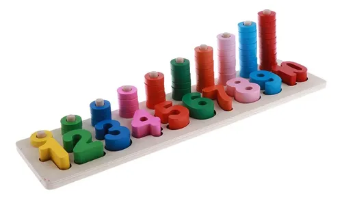 Juguetes Madera Tablero De Madera Montessori Para Apilar Y Contar Aros