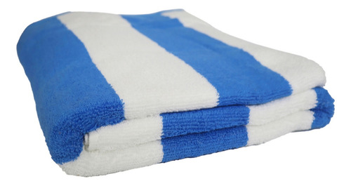Toallas Para Playa Albercas Raya 3 80x160cm Color Azul/blanco Rayado