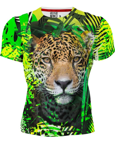 Playera Sublimada Full Print Animal Selva Verde Jaguar 