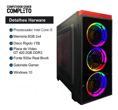 Pc Gamer Completo I5 8gb 1tb Monitor Placa De Video Monitor