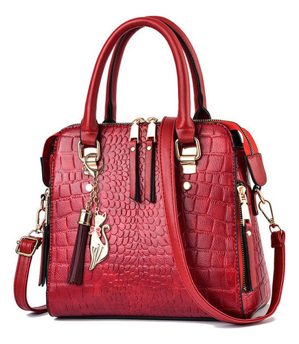 Bolso De Mano Con Cocodrilo Para Mujer, Con Borlas