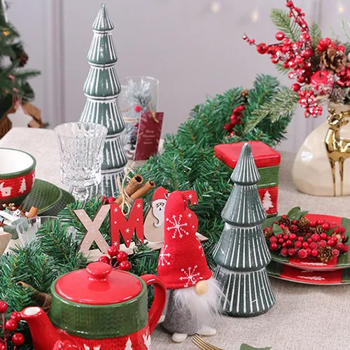 Mini Árbol De Navidad Verde Dorado, Decoración De Mesa, Navi