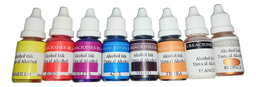 Tintas Al Alcohol Ink Set 8 Colores C Metalizada Y Blanca