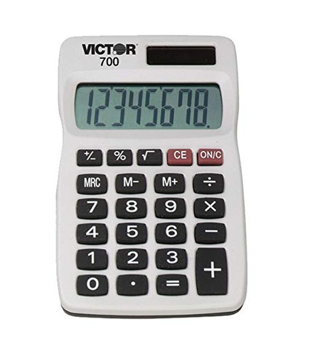 Victor 700 Calculadora De Bolsillo De 8 Dígitos, Blanco, Gra