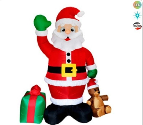  Papai Noel Com Urso  Inflavel Gigante 2,40 M Bivolt