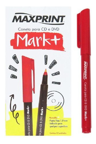 Caneta Cd/dvd Mark+ Ponta 1,0mm (cx C/ 12) Maxprint