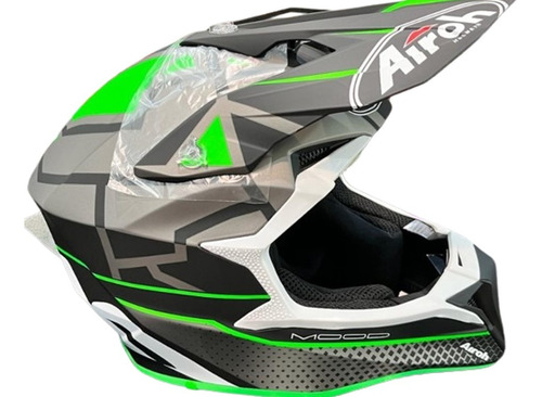 Casco Airoh Wraap Mood Green Mate Motocross Enduro Mx Juri 