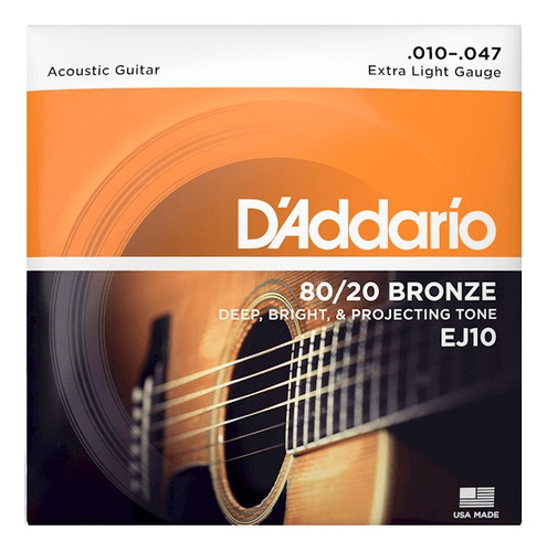 Cuerdas De Guitarra Acústica Daddario Ej10 Bronze 10-47