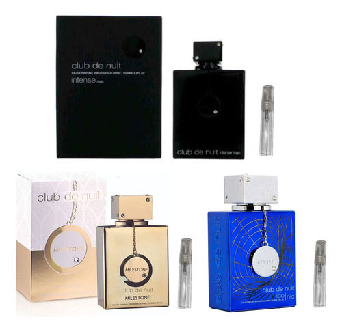 3 Muestras Club De Nuit (edp + Iconic + Milestone) 5 Ml C/u