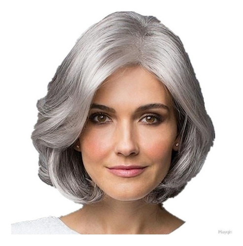 Lace Wig White Gray Short Wavy Fringe Element