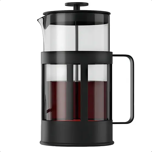 Cafetera Francesa Portatil De Vidrio Y Acero Inoxidable Negra Prensa 1l 13,5x12 + Filtro Francesa Arcashopping Cafeteras Francesas Cafetera Prensa Portatil Acero Inoxidable 1000 Ml