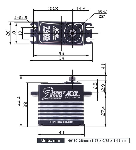 Agfrc Metal-gear Servomotor Resistente Al Agua De Alto Par -