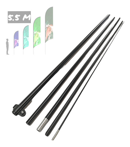 1 Asta De Bandera 5.5m Aluminio + Fibra De Vidrio