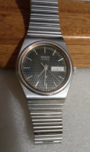 Rado Quartz Acero Doble Fechador Cristal De Los 70s 