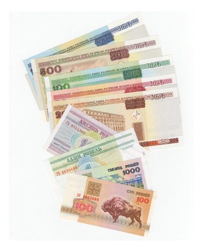 Bielorrusia - Serie 9 Billetes Diferentes 1992/2000 - Unc