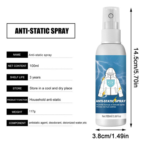 Spray Eliminador De Estática Spray Antiestático Para Ropa El