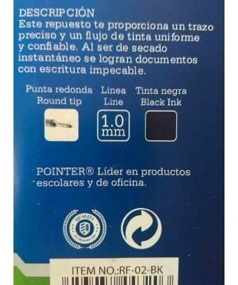 Imagen 5 de 5 de Repuesto Boligrafo Schmidt Parker Marca Pointer 900 M Refill