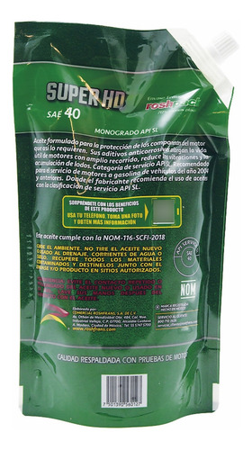 Aceite Para Motor Monogrado Roshfrans Super Hd Sae 40 950ml