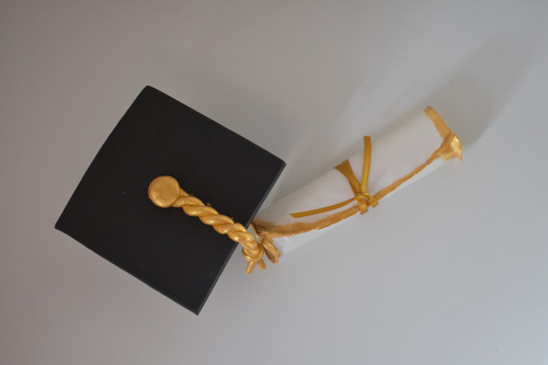 Adorno De Torta Birrete Egresados Diploma En Porcelana Fria Negro Birrete De Egresados Y Diploma