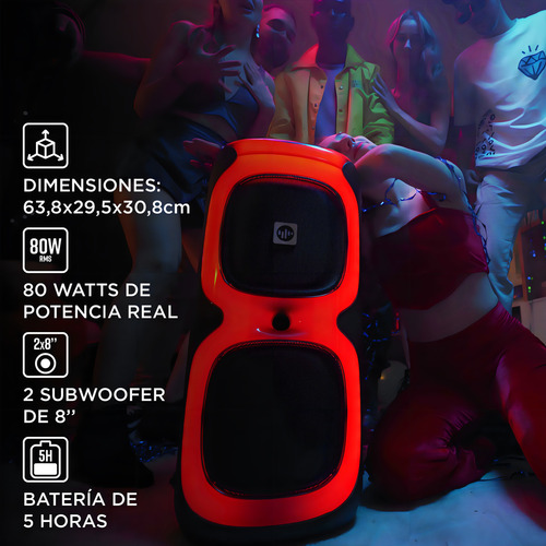 Parlante Inalámbrico Portatil Stromberg Vibe Negro Bluetooth con Luces y Ecualizador Digital