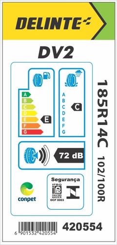 Kit 02 Pneus Kombi 185r14c Delinte Dv2 102/100r 8 Lonas