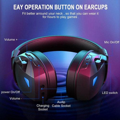 Fone De Ouvido Sem Fio Para Jogos Com Microfone 2.4g Headpho