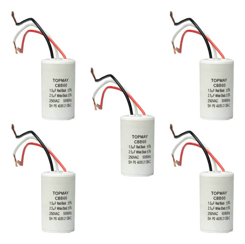 5x Capacitor Partida 3 Fios 1,5uf + 2,5uf - 250v