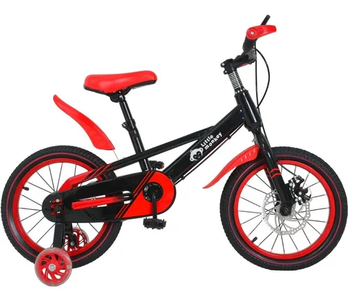 Bicicleta Infantil R16 Little Monkey, Rosa, con Canasta y Rueditas