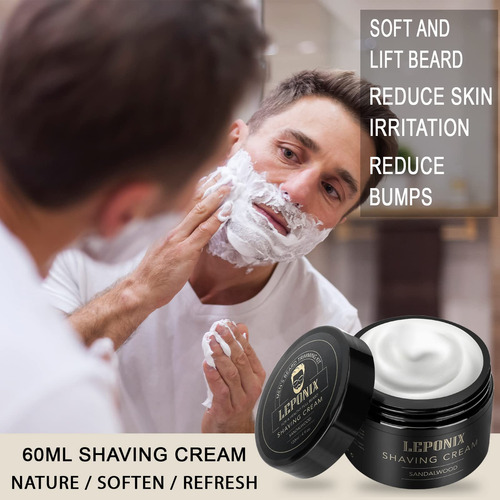Kit De Afeitado Leponix Para Hombre Con Jabón, Brocha Y Crem