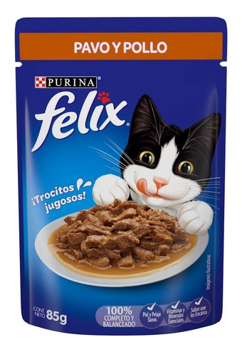 Alimento Para Gato Felix Pavo Y Pollo 12 /85gr