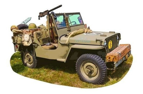 Ilustracion De Jeep Militar - Lamina 45 X 30 Cm.