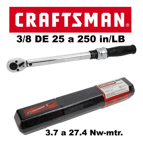 Torquimetro Craftsman 3/8 25-250 In/lb O 3.7 N-m  27.4 N-m