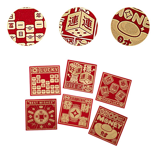 6 Sobres Rojos Chinos Hong Bao, Fáciles De Usar, Estilo B