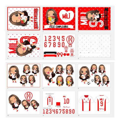 Kit Imprimible Fan Globo Nena Editable Completo + Invitacion