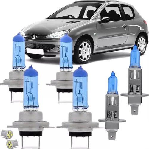 Lampada Super Branca Peugeot 206 Foco Duplo Farol + Milha