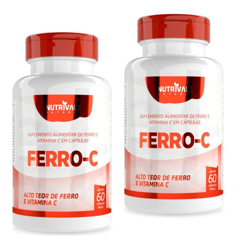Kit 2x Ferro Com Vitamina C 60 Cápsulas - Nutrivale
